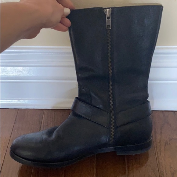 Cole Haan Black Leather Moto Boots Size 7 - Picture 3 of 9